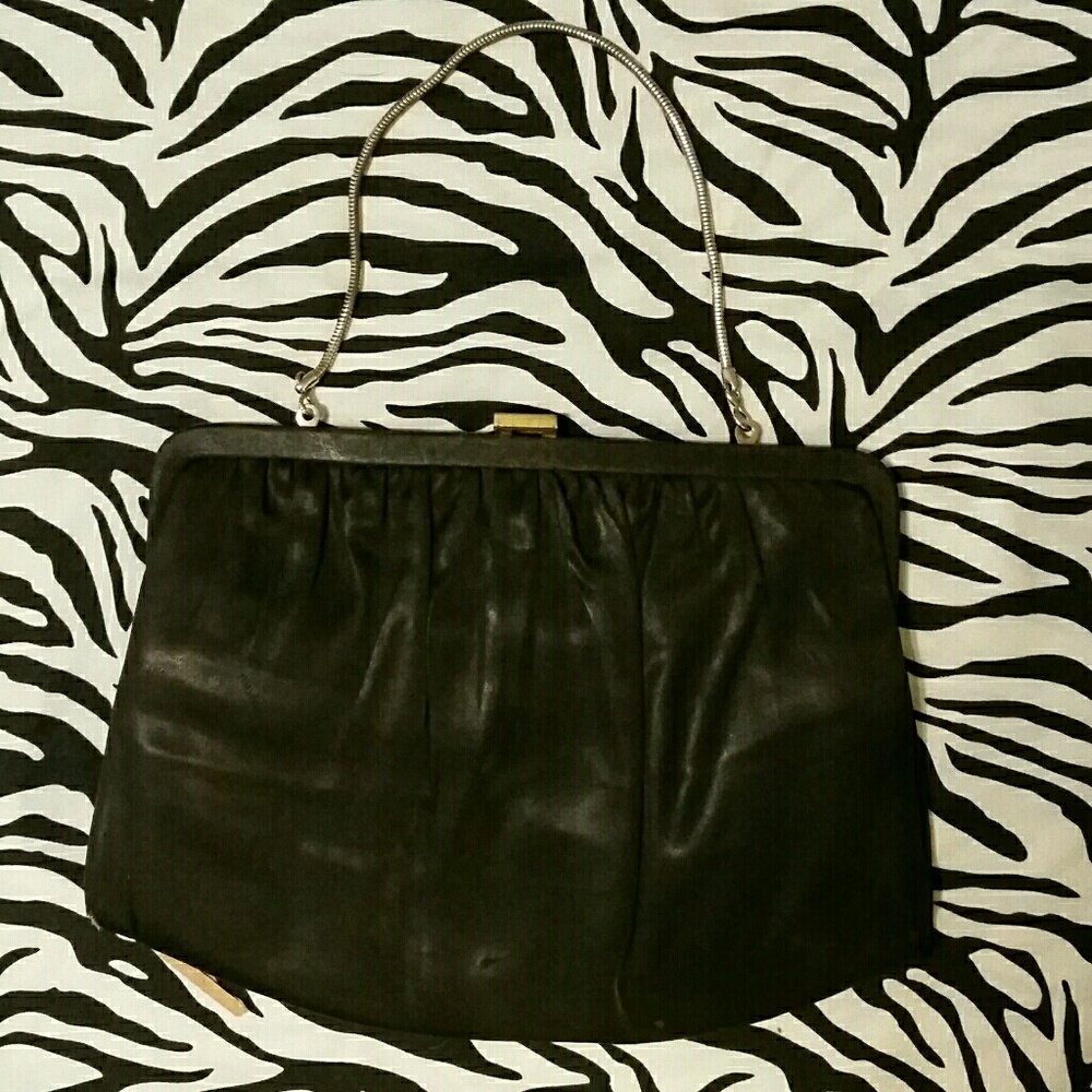 Vintage Satin Purse with Silver Serpentine Handle